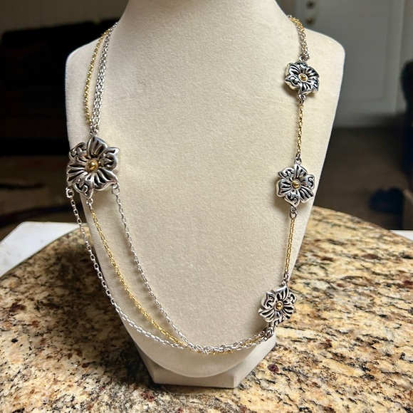 Brighton • Shadow Garden • Flower • Gold/Silver • Triple Strand Chain • Necklace - Picture 1 of 16